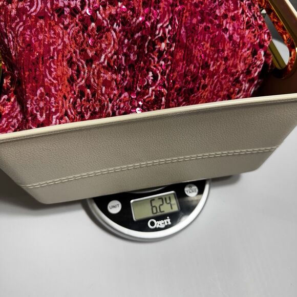 Catherines Women's 3X (26/28W) Tunic Crinkle Pink Damask Print Sequins Artsy - Picture 10 of 10